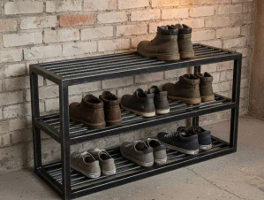 Industriální botník z roxoru – autentický loftový design, na míru